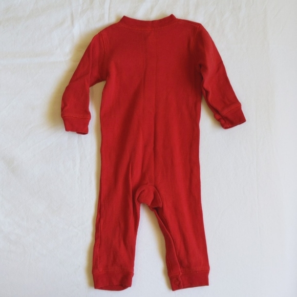 carter's red ribbed long john style footless snap sleeper pajamas 6 months baby - Picture 5 of 5
